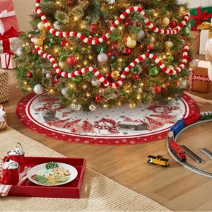 48 Inch Snowman Cabin Trees Winter Christmas Tree Skirt