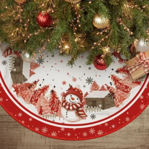 48 Inch Snowman Cabin Trees Winter Christmas Tree Skirt
