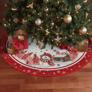 48 Inch Snowman Cabin Trees Winter Christmas Tree Skirt