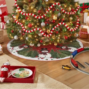 48 Inch Snowman Forest Holiday Christmas Tree Skirt