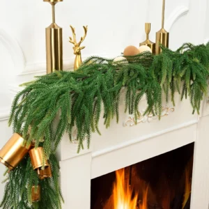 5.9FT Real Touch Norfolk Pine Christmas Garland for Mantle Decor