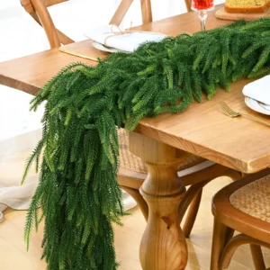 5.9FT Real Touch Norfolk Pine Christmas Garland for Mantle Decor