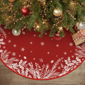 Decorative Holly & Berry 48 Inch Christmas Tree Skirt