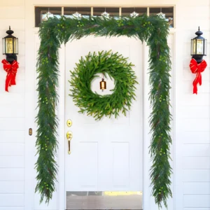 Elegant Green Berry Christmas Garland for Indoor and Outdoor Decoration