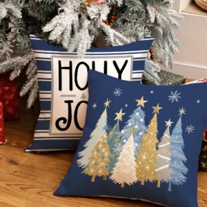 Set of 4 Christmas Throw Pillow Covers 18x18 Inch Merry Bright Truck